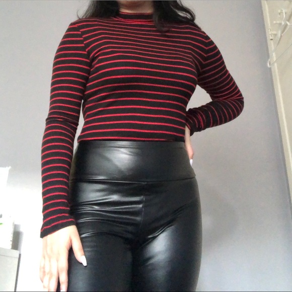 Mock neck striped bodysuit - Picture 2 of 4